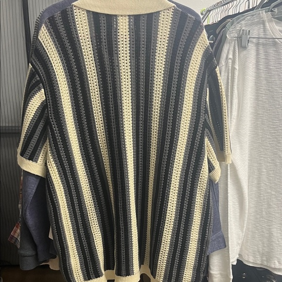 Lucky Brand Men's Striped Cardigan - Black Gray and Cream - Picture 6 of 9